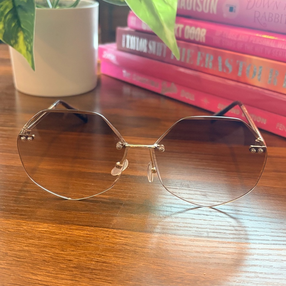 ASOS 60s/70s Vintage Inspired Hexagon Gold and Brown Sunglasses